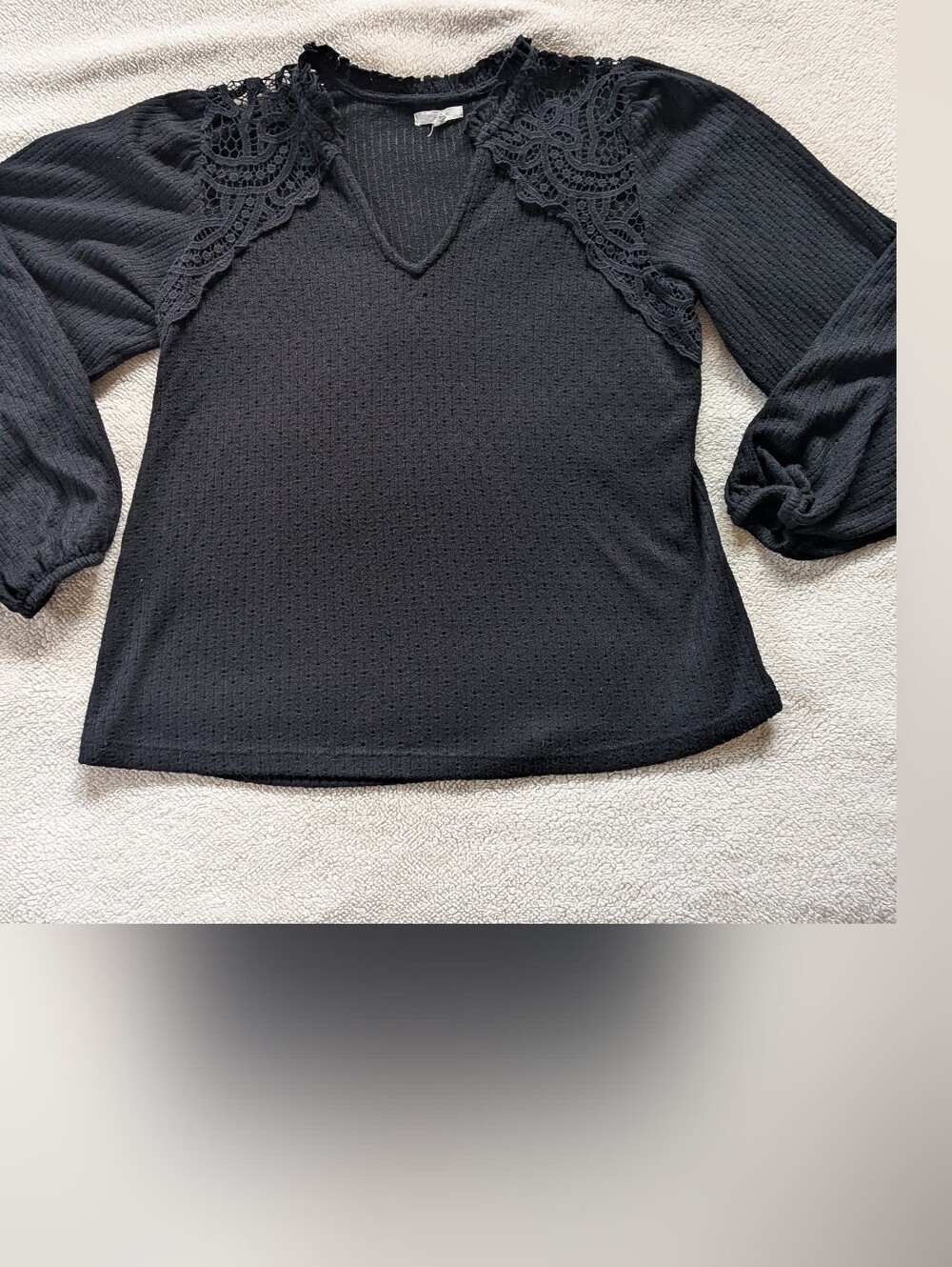 Maurices Black Textured Lace Yoke Top